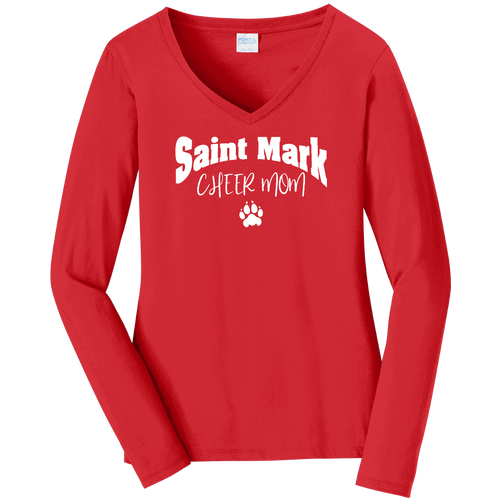 Saint Mark Cheerleading Ladies V-Neck LS Tee (F057)