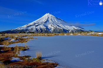 Taranaki From Pouakai Tarn In Winter