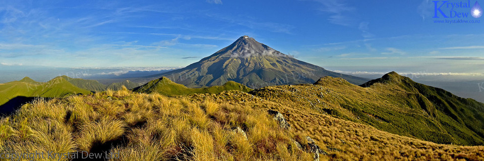 Taranaki from Pouakai peak at dusk