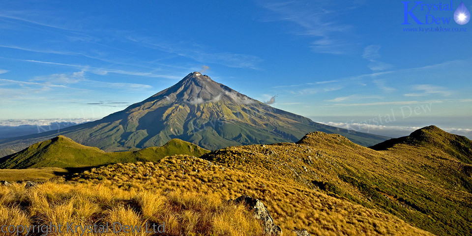 Taranaki from Pouakai peak at dusk