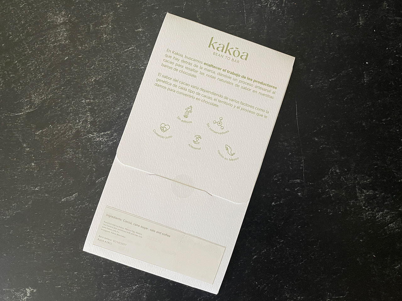 Kakoa Tuzantán Chocolate Bar with Coffee and Oat Milk 62% - 60g