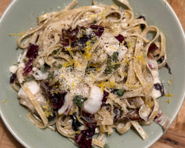 Farro Tagliatelle with Sage and Radicchio Cream Sauce Recipe 
