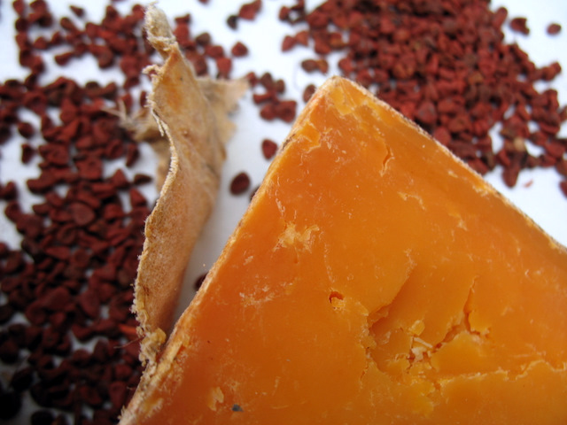 red leicester and annatto seeds