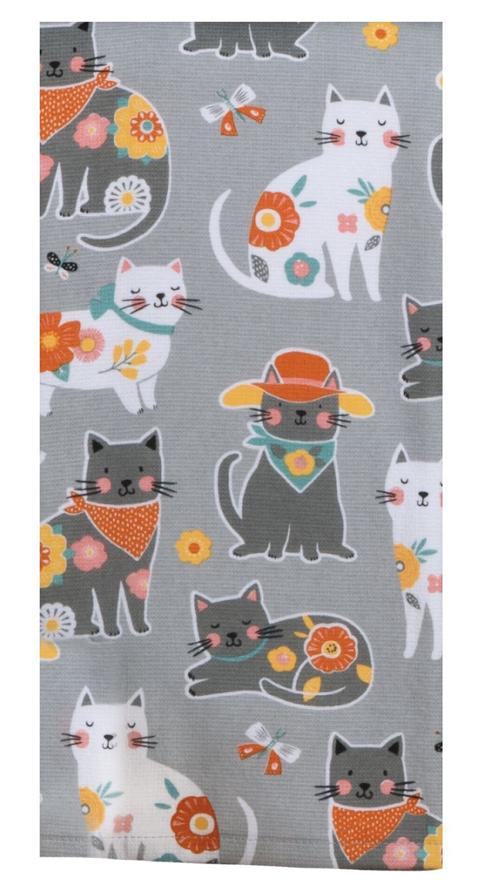 Decorative Towel Cat & Witch Tea Towel Set / 2 - 2 Kitchen Towels
