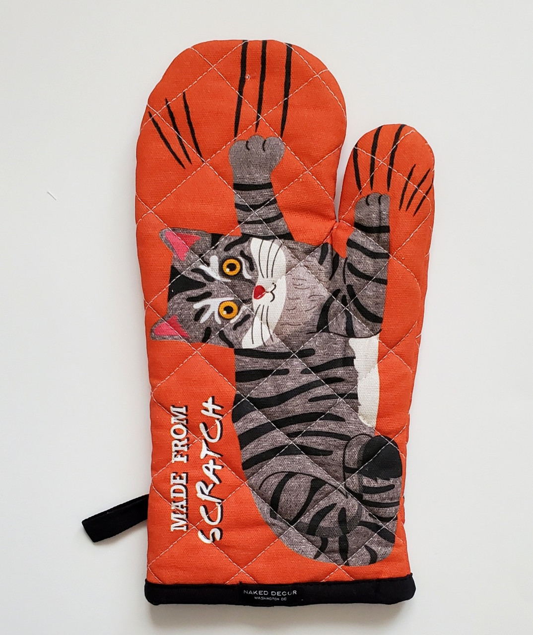 1 Pair Red Cotton Long Silicone Oven Mitts w Embroidered Sleeping Cats Cat  Lover