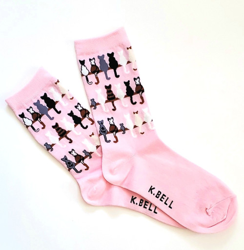 Cat Tails Ladies Crew Socks, Light Pink