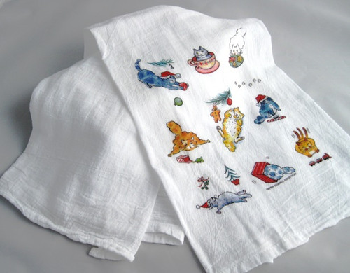 Snowman Kitty Flour Sack Towel - Fancy Flours