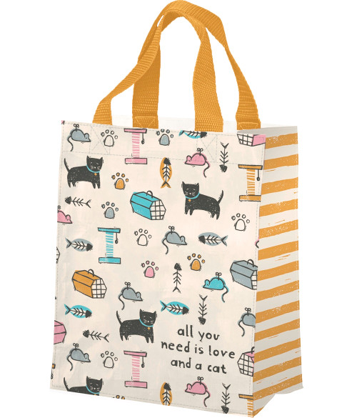 Caturday Fun Mini Tote - "All You Need is Love and a Cat"
