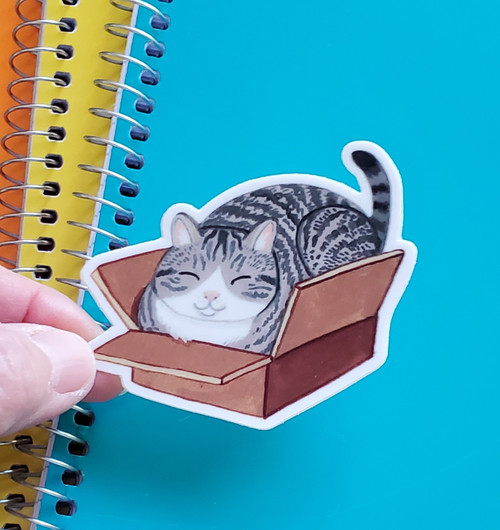 Cat in A Box Die-cut Vinyl Sticker
