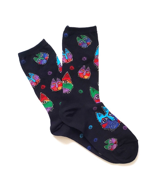 Cat Heads by Laurel Burch Ladies Socks, Black  Cat Heads by Laurel Burch Ladies Socks, Black