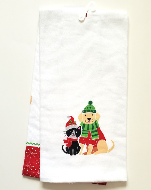 Christmas Cat Tea Towel Dish Towel Kitchen Towel 100% Premium