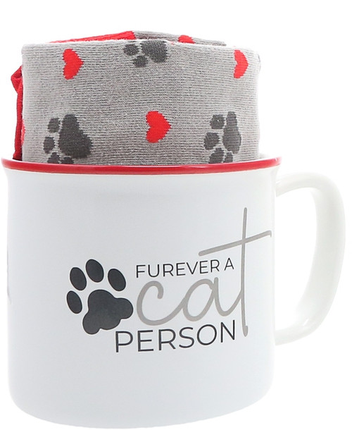Furever a Cat Person Mug & Socks Gift Set  Furever a Cat Person Mug & Socks Gift Set