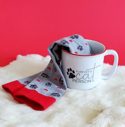  Furever a Cat Person Mug & Socks Gift Set