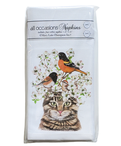 Cats with Dogwood Napkin Set