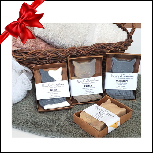 Kitty Shaped, Scented Artisan Soaps, Pack of 4