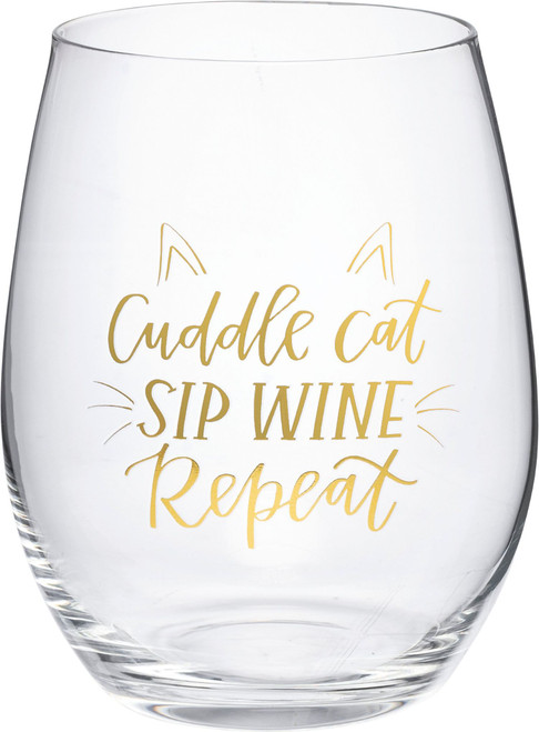 Cuddle Cat Stemless Wine Glass, LIMITED EDITION