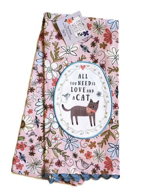 NEW! Perfect World Love Cat Cotton Kitchen Tea Towel
