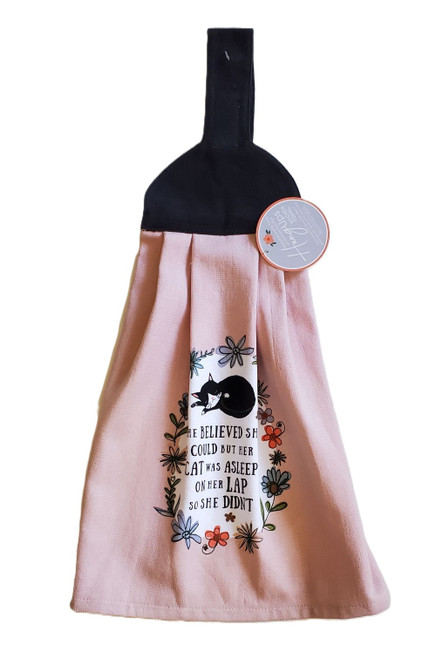 NEW! Perfect World Cat On Her Lap Hang-Up Towel