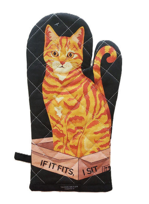  NEW! Orange Tabby Cat, If it Fits I Sit Oven Mitt