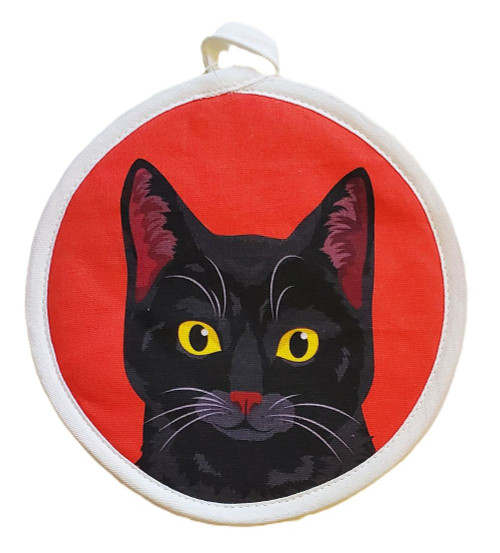  NEW! Black Cat Face Round Pot Mitt