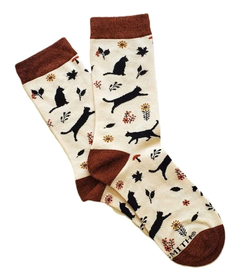  NEW! Garden Cat  Ladies Bamboo Crew Socks, Ivory