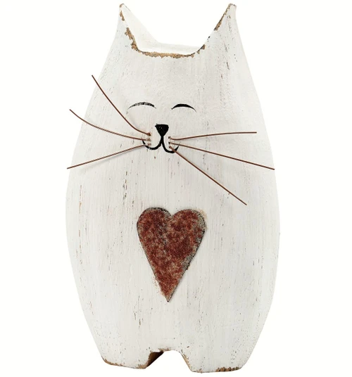 NEW! Heart Cat Chunky Wooden Sitter