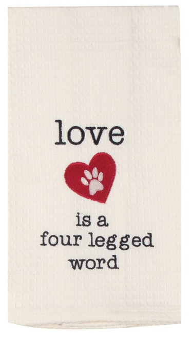 Paw Print Love Is a 4 Legged Word, Waffle Towel