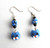 Cat Face Drop Earrings, Blue Lampwork Beads