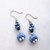 Cat Face Drop Earrings, Blue Lampwork Beads