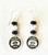 Cat Face Porcelain Disc Bead Dangle Earrings, White and Black