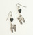 Antique Silver Cat Dangle Earrings with Hematite Heart