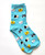  Cat Face Ladies Crew  Socks, Turquoise