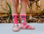 Kids' Size Cat Socks, Cool Cat, Pink color