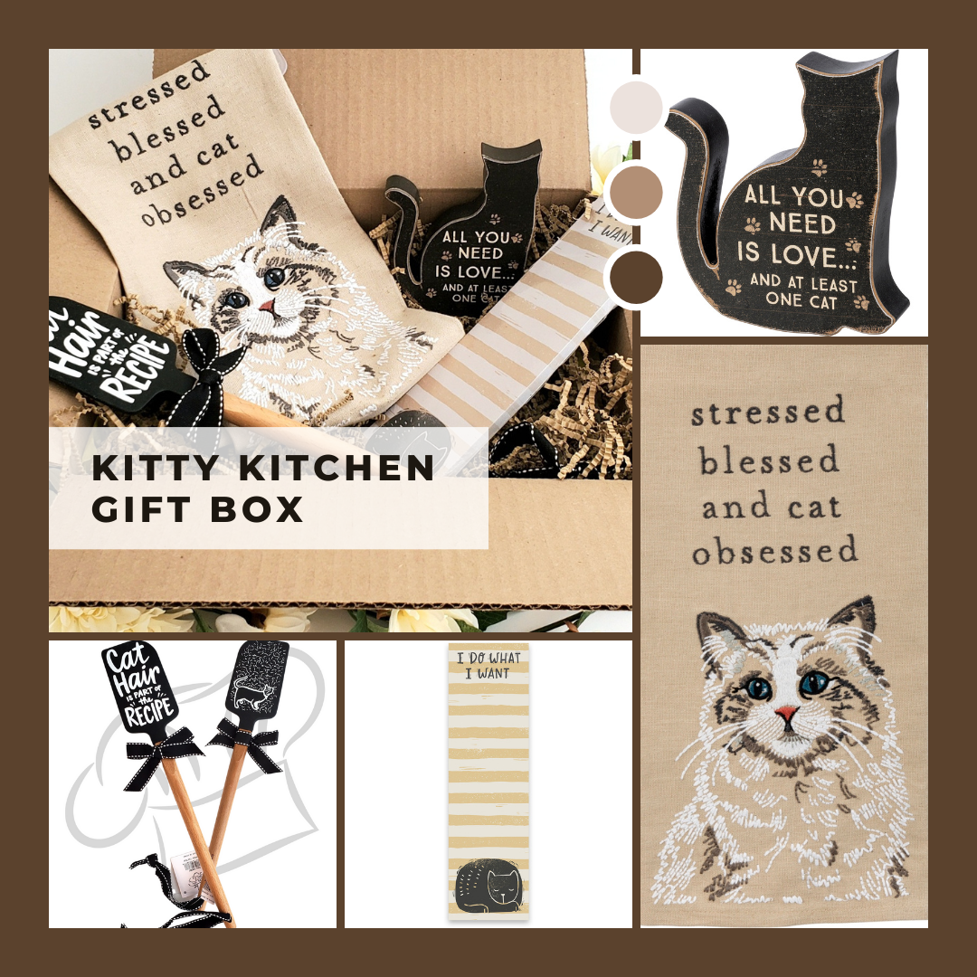 Primitives by Kathy Kitchen Towel - Stressed Blessed and Cat Obsessed