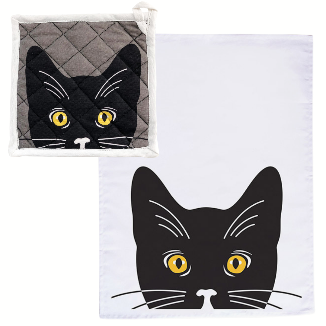 Black & White Cats and Hearts 3 Kitchen Towel Set – The Good Cat Company