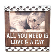 NEW!  All You Need is Love & A Cat, Wooden Photo Frame