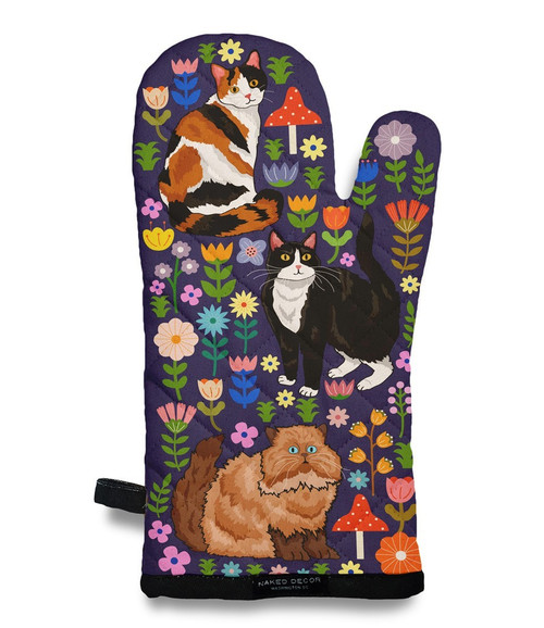 Spring Kitties Quilted Oven Mitt, 2 sided design