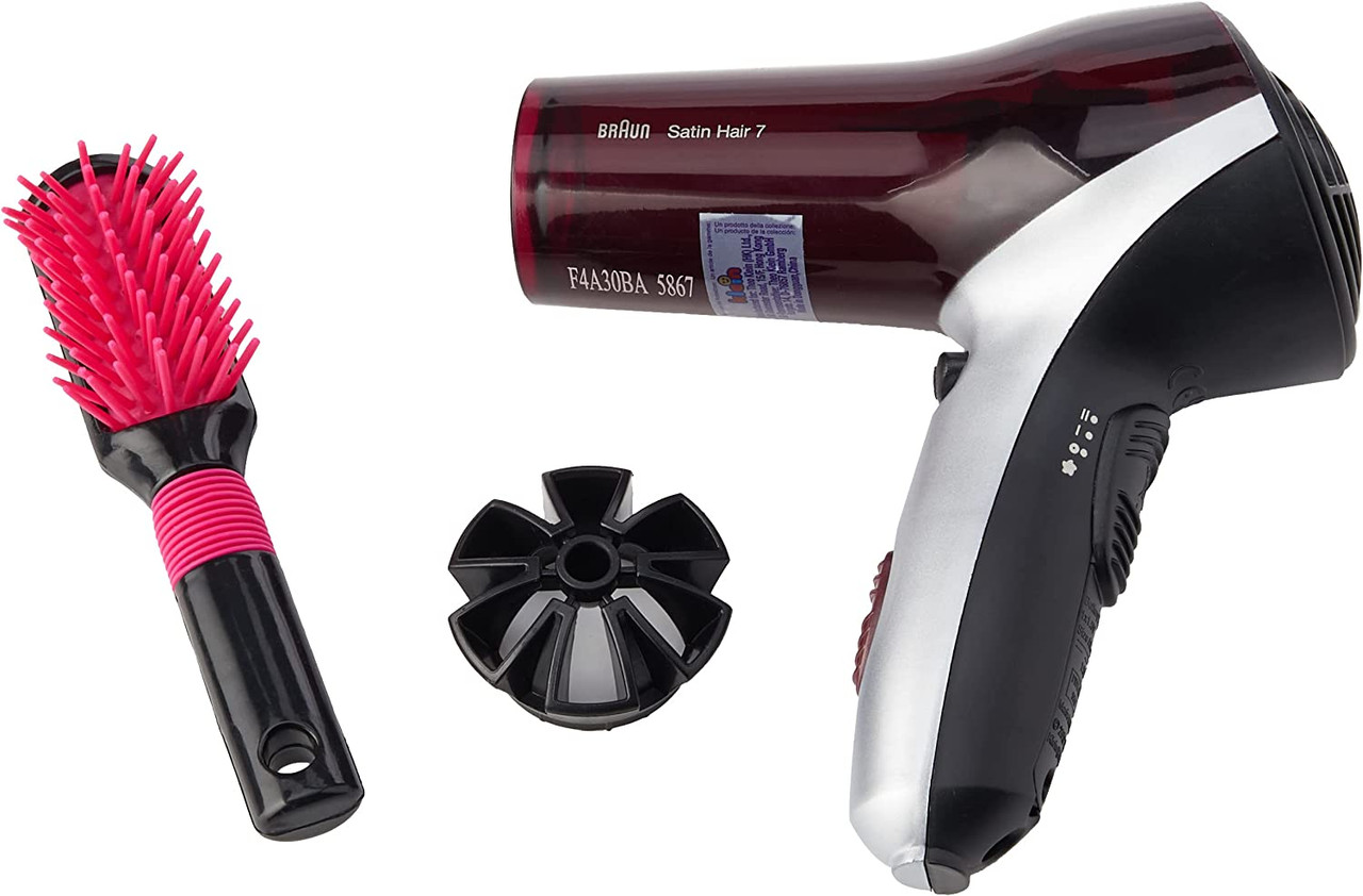 Battery Operated Girls Braun Satin Hair 7 Hairdryer with Brush Toy Play Set