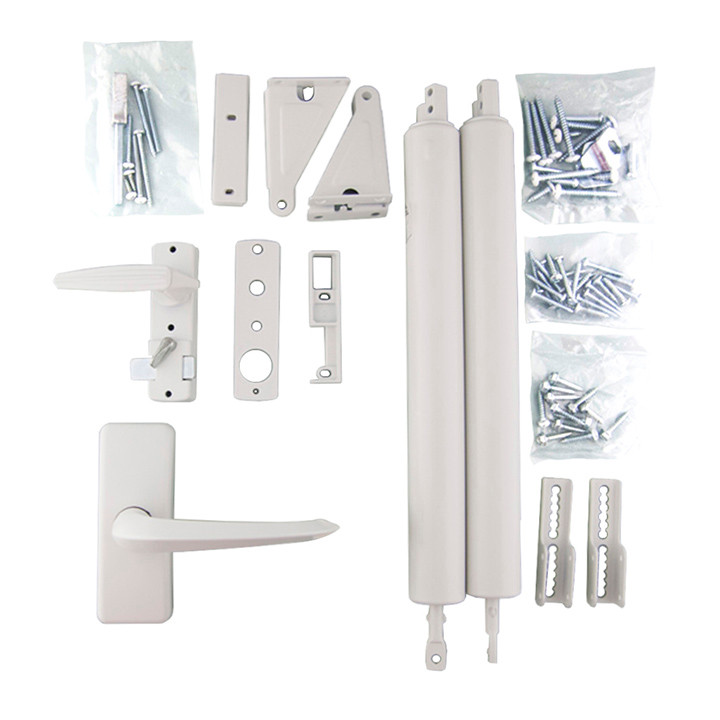 White/White Lever Handle Surface Mount Installation for Solid Core Doors