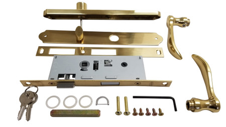 OLDER DOORS Bright Brass Mortise Handle Kit for 1- 5/16" Backset OLDER DOORS Bright Brass Mortise Handle Kit for 1- 5/16" Backset