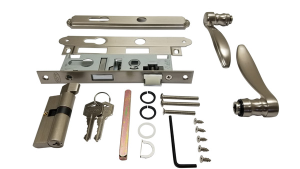 Mortise Handle Kit with Key Lock and Deadbolt for Older Storm Doors