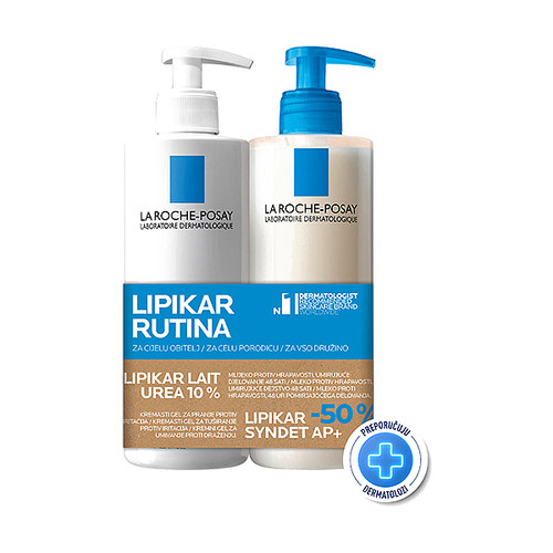 La Roche-Posay Lipikar paket za vrlo suhu kožu s losionom 10% ureje i Syndet AP+ -50%,