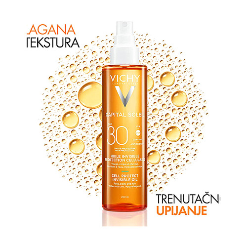 Vichy Capital Soleil Cell Protect zaštitno ulje za lice, tijelo i vrhove kose SPF30 200 ml