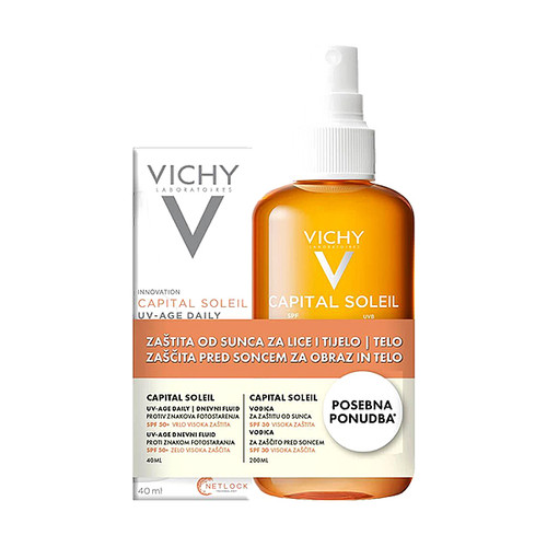 Vichy Capital Soleil set za zaštitu od sunca: UV-AGE Daily SPF50+ 40ml + Vodica SPF30 200ml