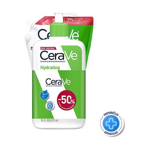 CeraVe hidratantna emulzija za čišćenje za normalnu do vrlo suhu kožu, 473 ml + Refill 473 ml