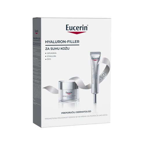 EUCERIN Eucerin Hyaluron-Filler set za suhu kožu: Dnevna krema protiv bora SPF15, 50 ml + Krema za područje oko očiju, 15 ml 