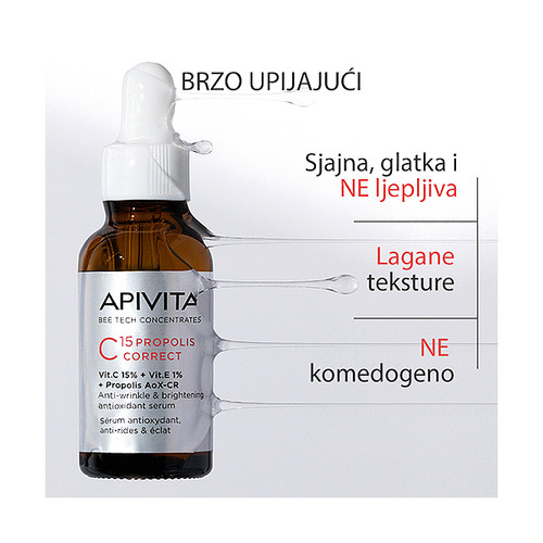 Apivita Serum za lice s vitaminom C za blistavost i sjaj, 30 ml