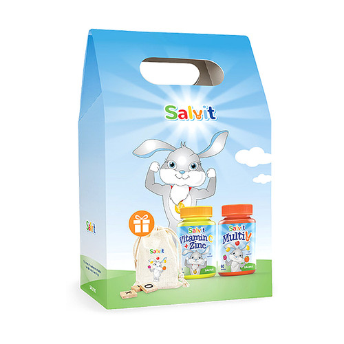 Salvit Kids Back To School paket, vitamini za imunitet, 2 x 60 žele bombona + Igračka
