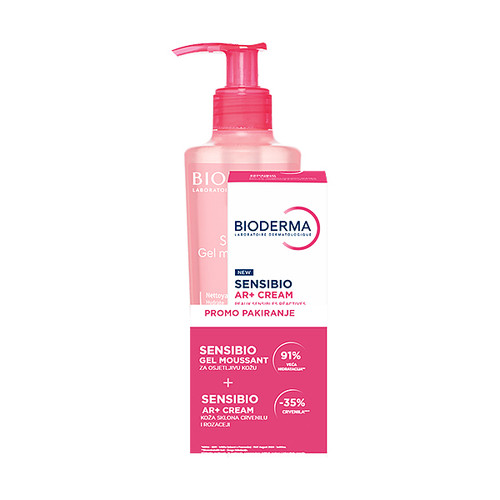 Bioderma Sensibio Duo Pack za kožu sklonu rozaceji, gel 200 ml + AR krema 40 ml