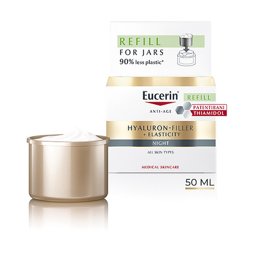 Eucerin Hyaluron-Filler + Elasticity noćna anti-age krema za zrelu kožu, 50 ml Refill